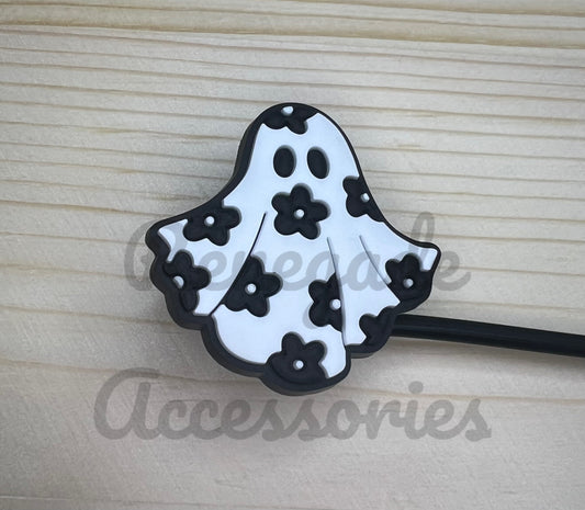 Straw Topper - Floral Ghost