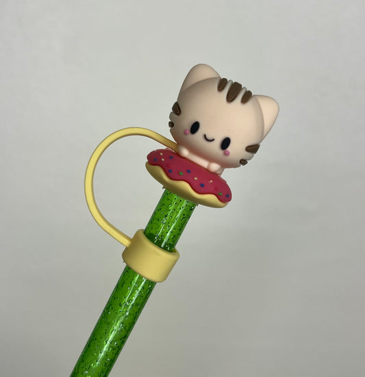 Straw Topper 3D - Donut Cat