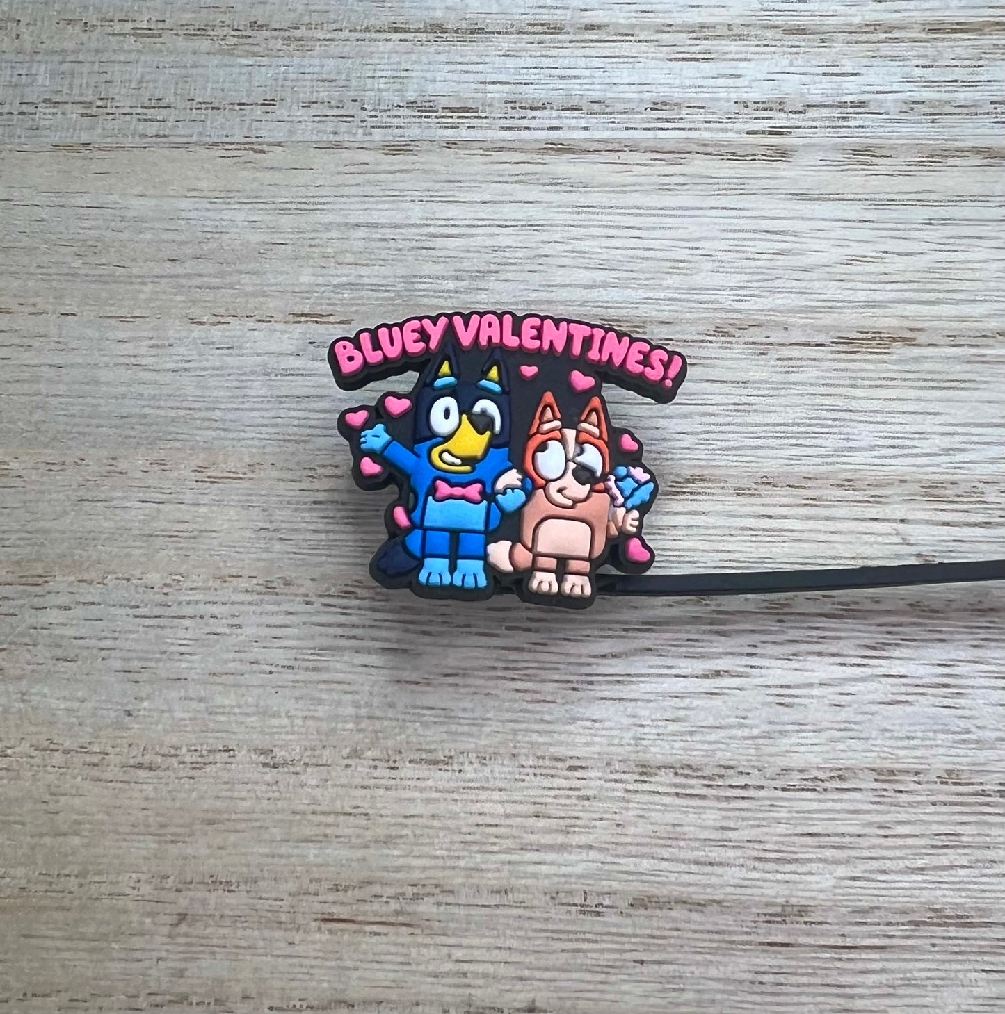 Straw Topper - Blue Dog Character Valentine - Both Dogs