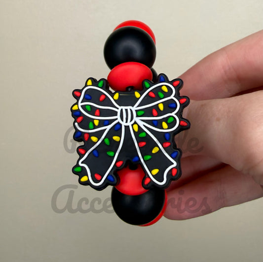 Silicone Charm - Black Bow Lights