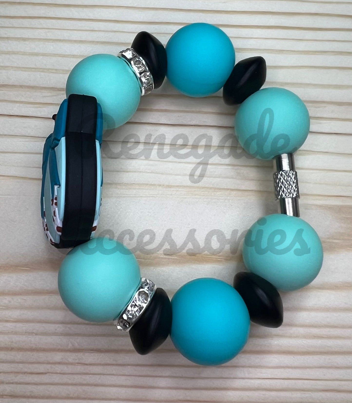 Silicone Charm - Blue Pumpkin Bow