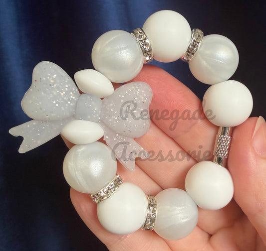 Silicone Charm - Clear Glitter Bow