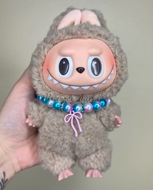 Bubu Necklace - Pink Bow/Gradient Blue