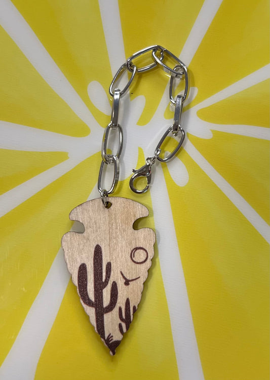 Metal Charm - Desert Scene Arrowhead - Cactus Flower