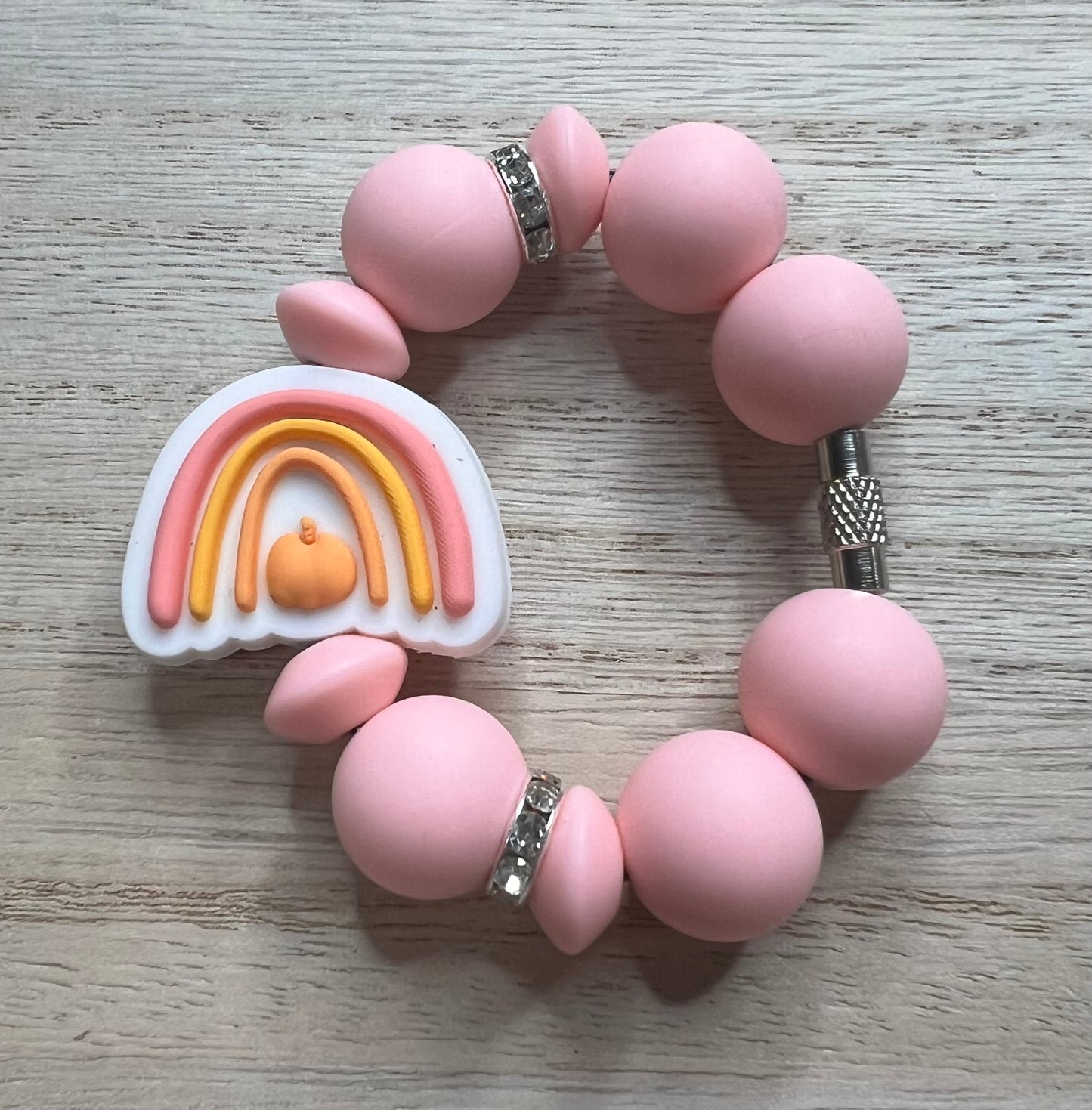 Silicone Charm - Rainbow Pumpkin