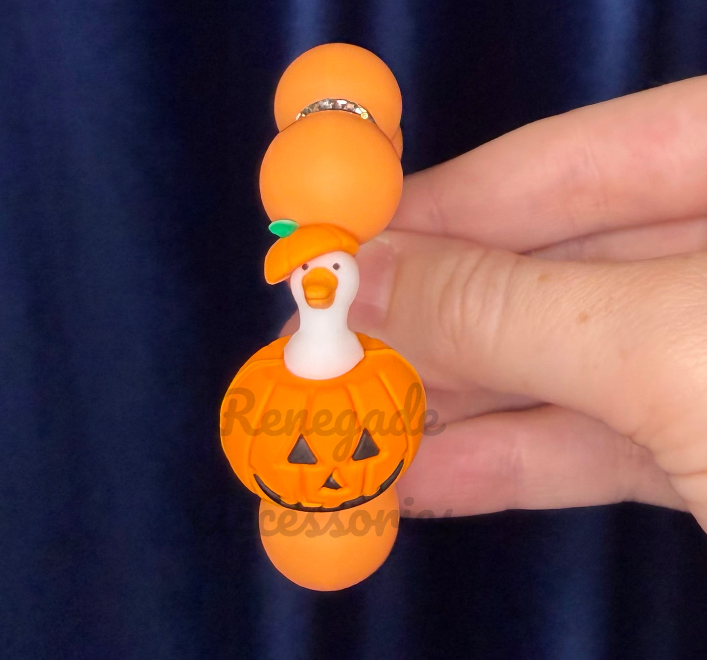 Silicone Charm - Pumpkin Goose