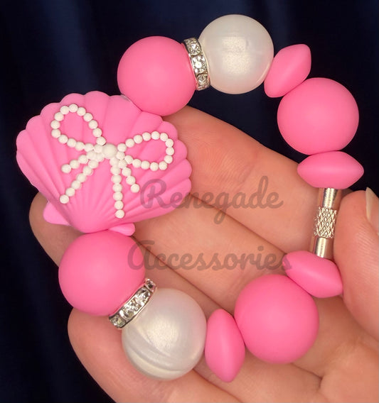Silicone Charm - Pearl Bow Seashell