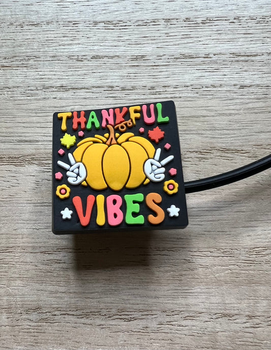 Straw Topper - Thankful Vibes Pumpkin