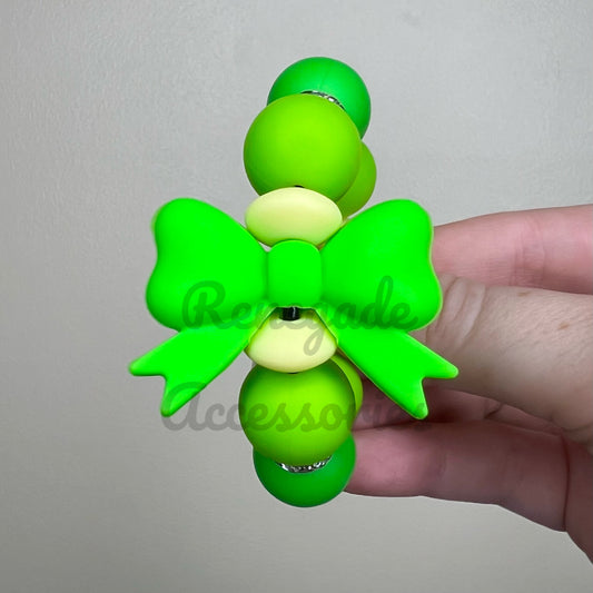 Silicone Charm - Green Bow