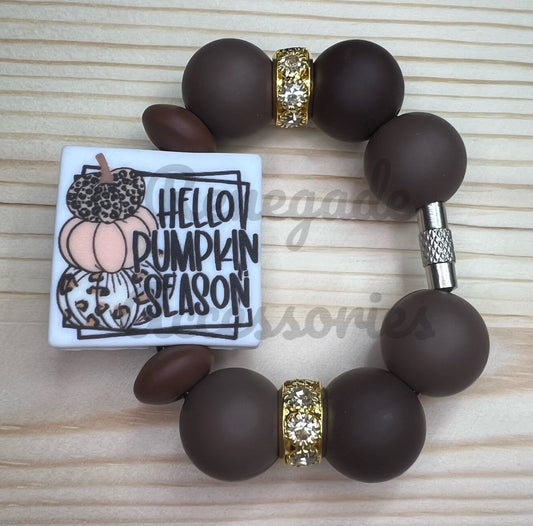 Silicone Charm - Hello Pumpkin Season - Autumn Checkers