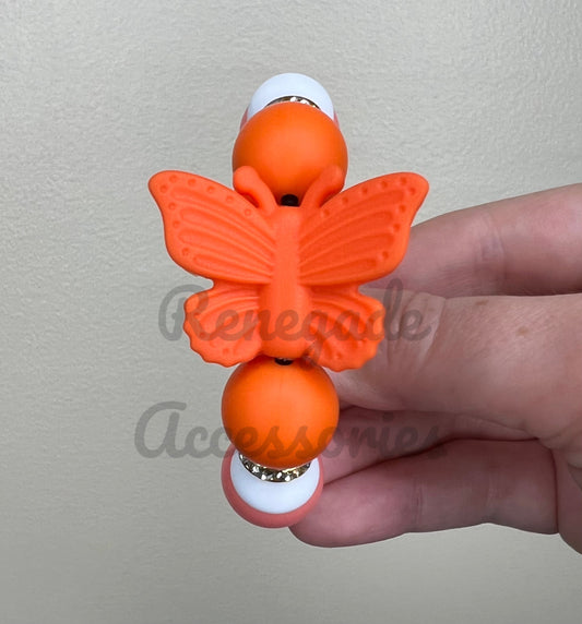 Silicone Charm - Tangerine Butterfly