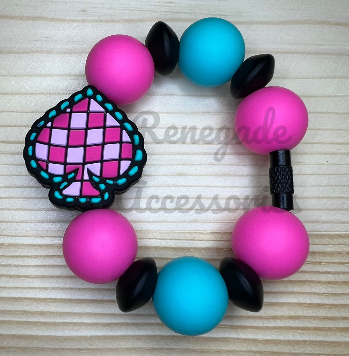 Silicone Charm - Checkered Spade