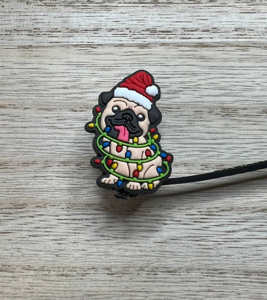 Straw Topper - Christmas Pug - Dog