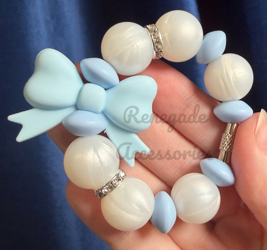 Silicone Charm - Heirloom Blue Bow