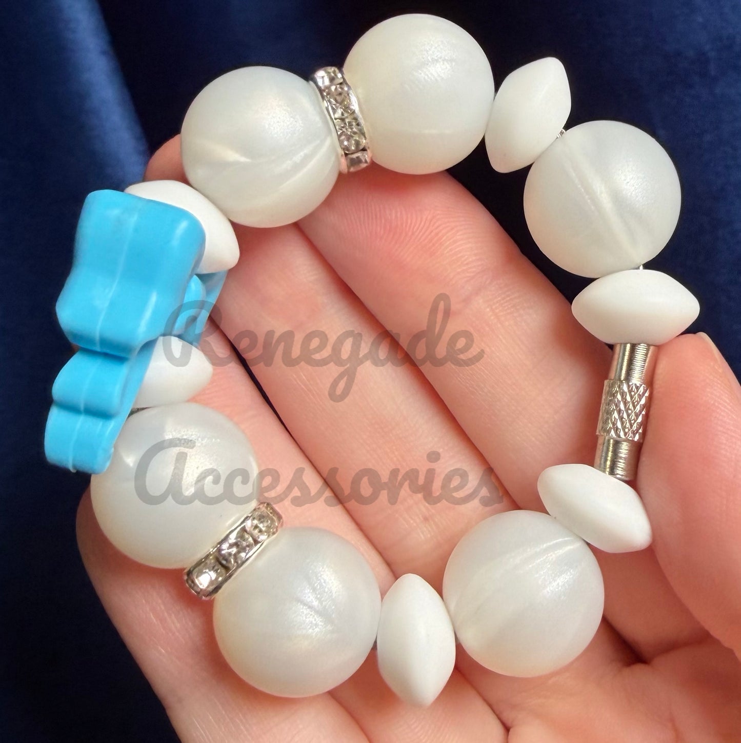 Silicone Charm - Blue Bow
