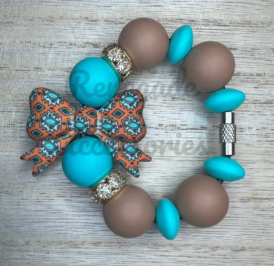 Silicone Charm - Aztec Print Bow