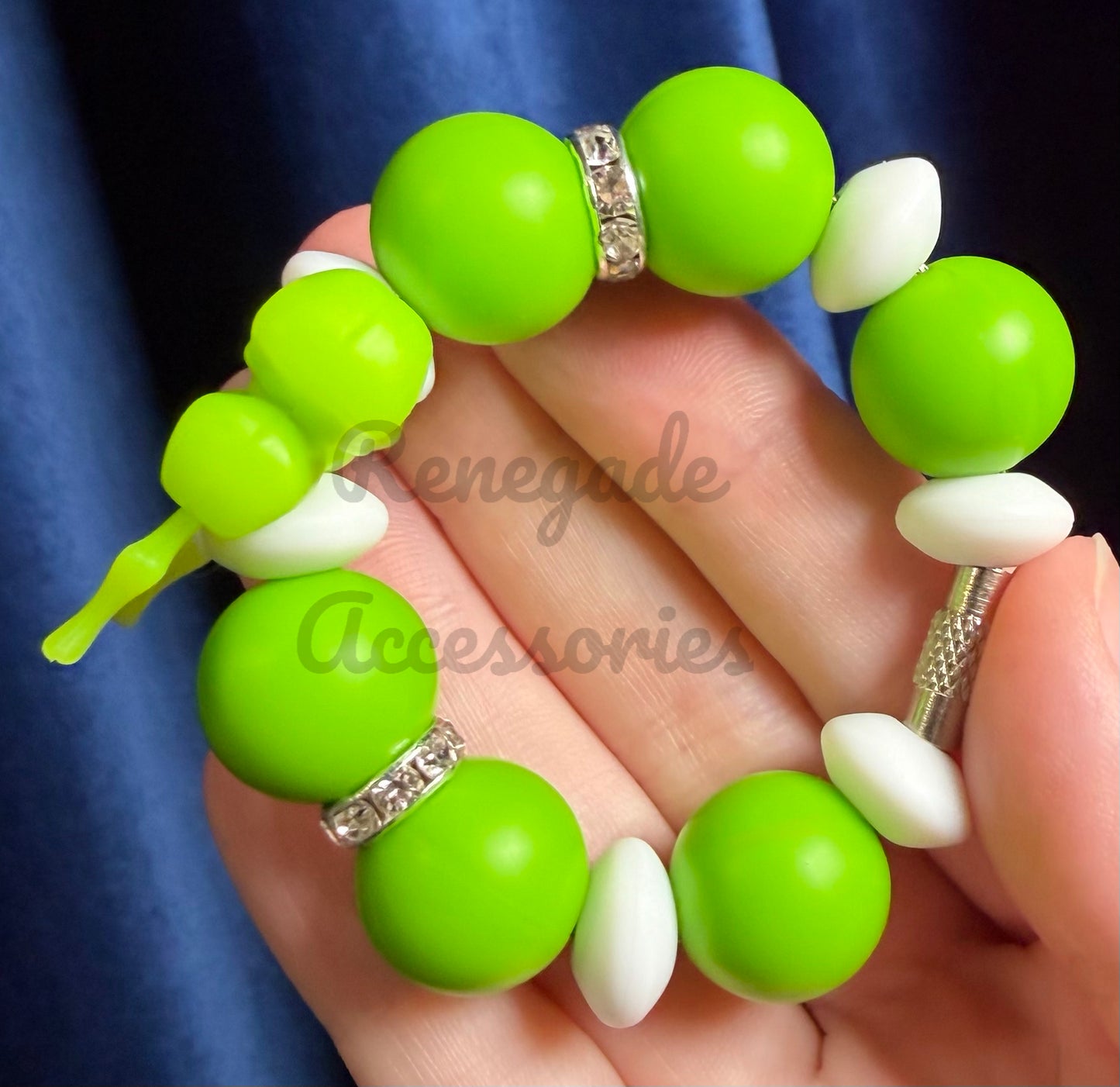 Silicone Charm - Lime Green Bow