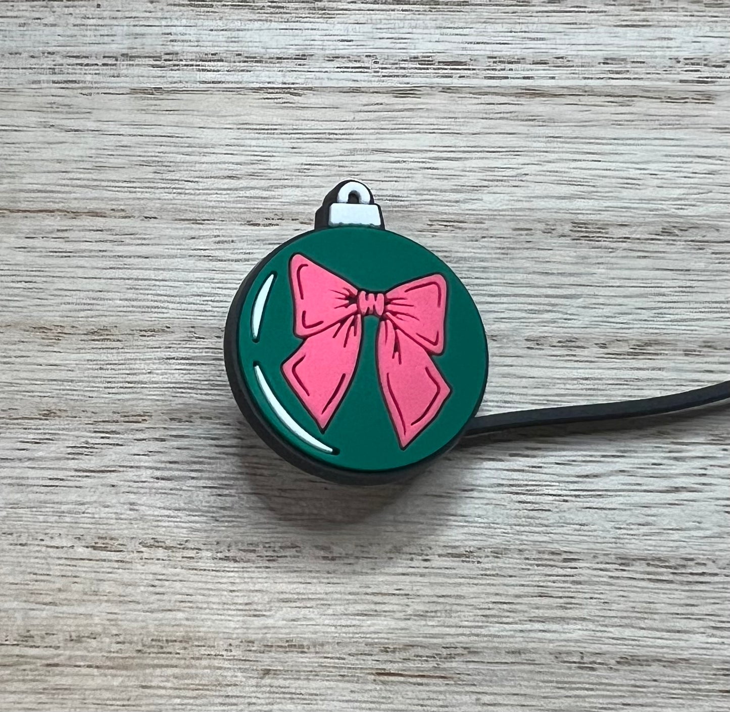 Straw Topper - Pink Bow Ornament