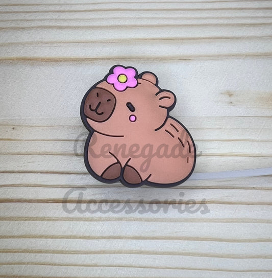 Straw Topper - Capybara Flower