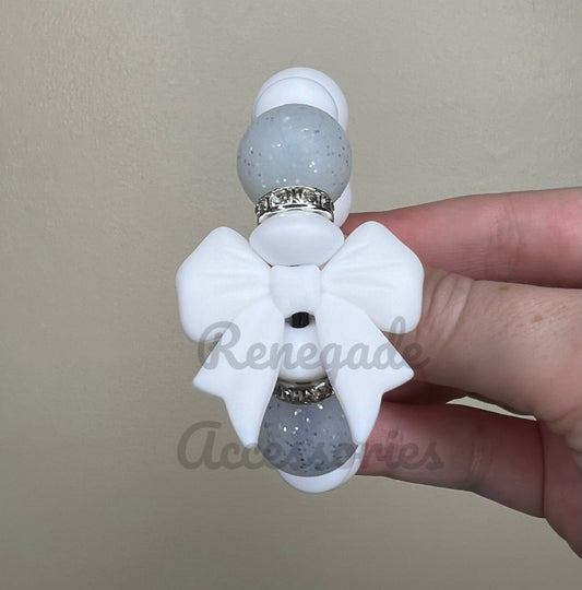 Silicone Charm - White Bow