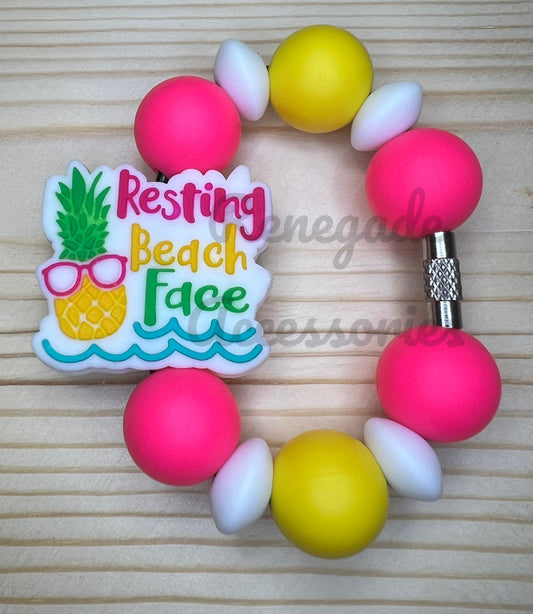 Silicone Charm - Resting Beach Face - Pineapple