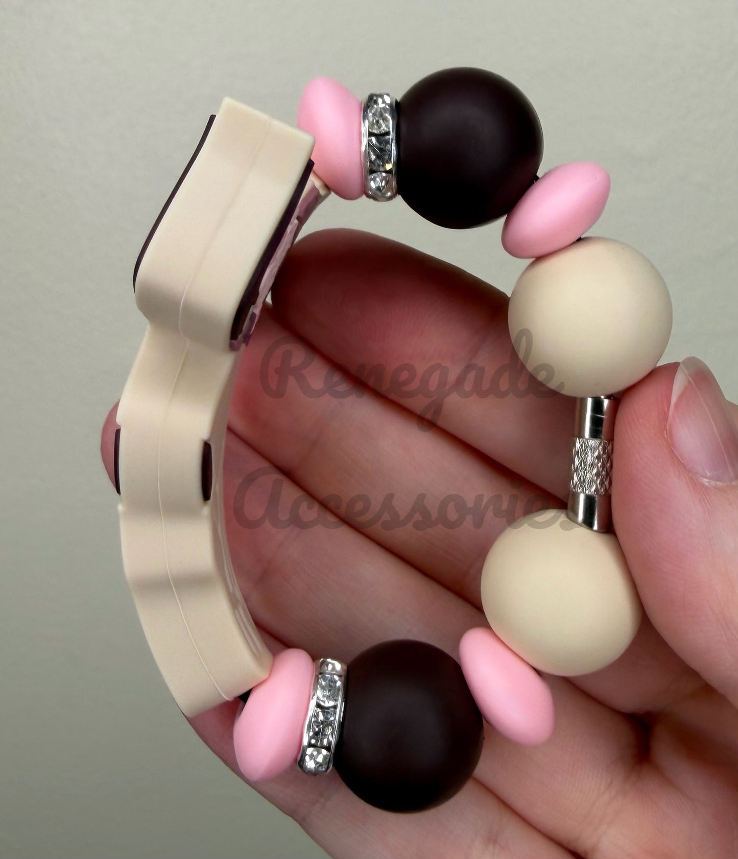 Silicone Charm - Tan/Pink Steer Skull