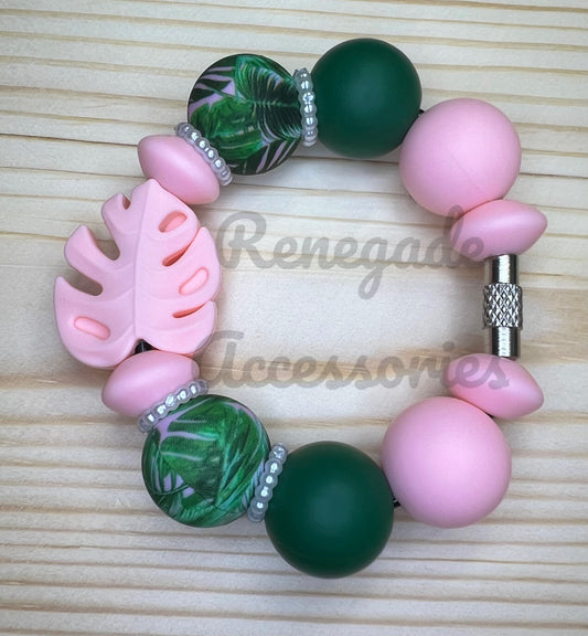 Silicone Charm - Pink Monstera Flower