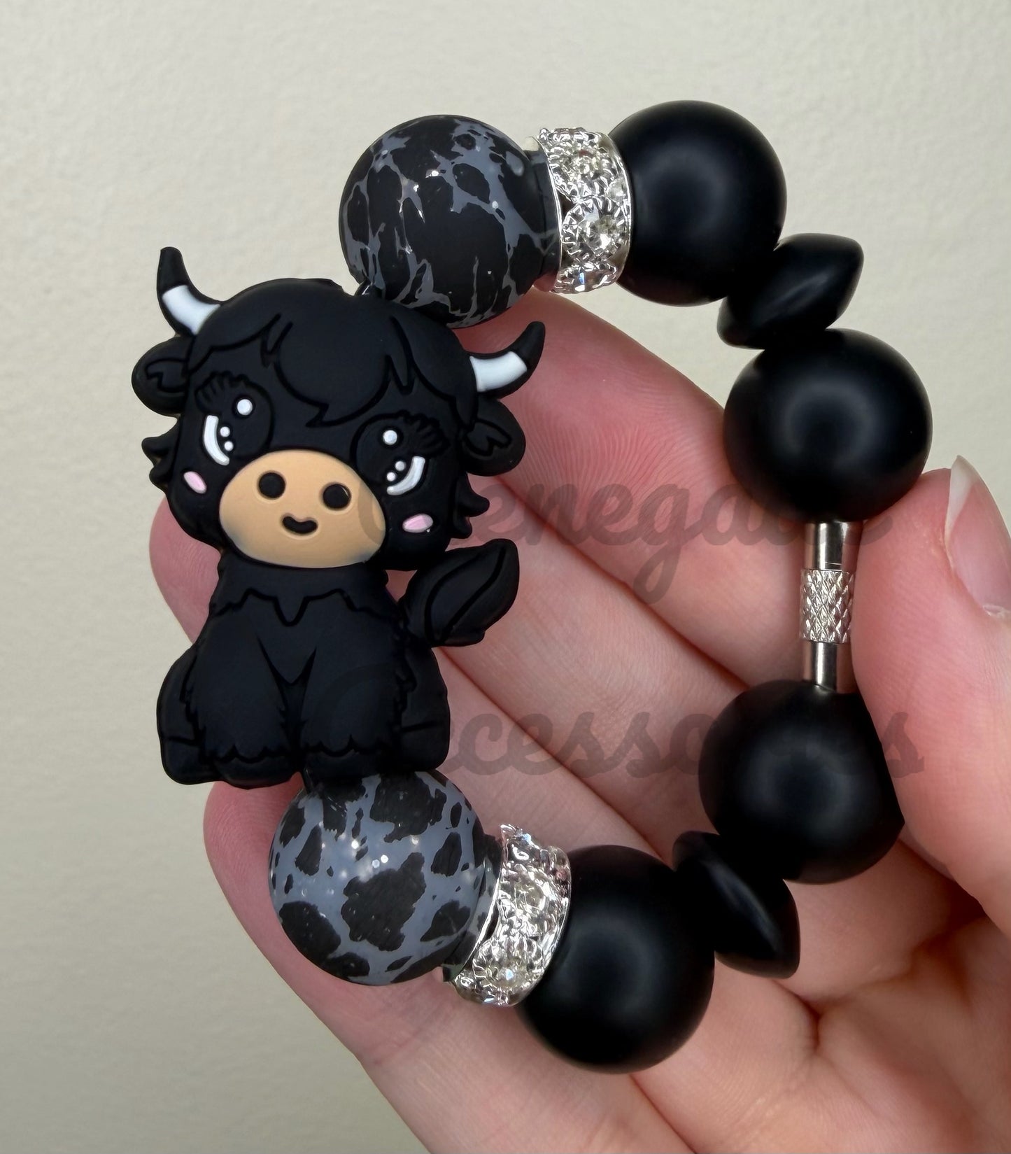 Silicone Charm - Black Highland Cow