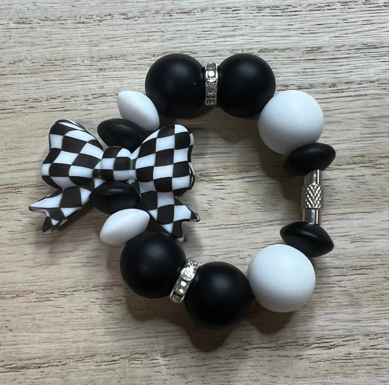 Silicone Charm - Checkered Bow