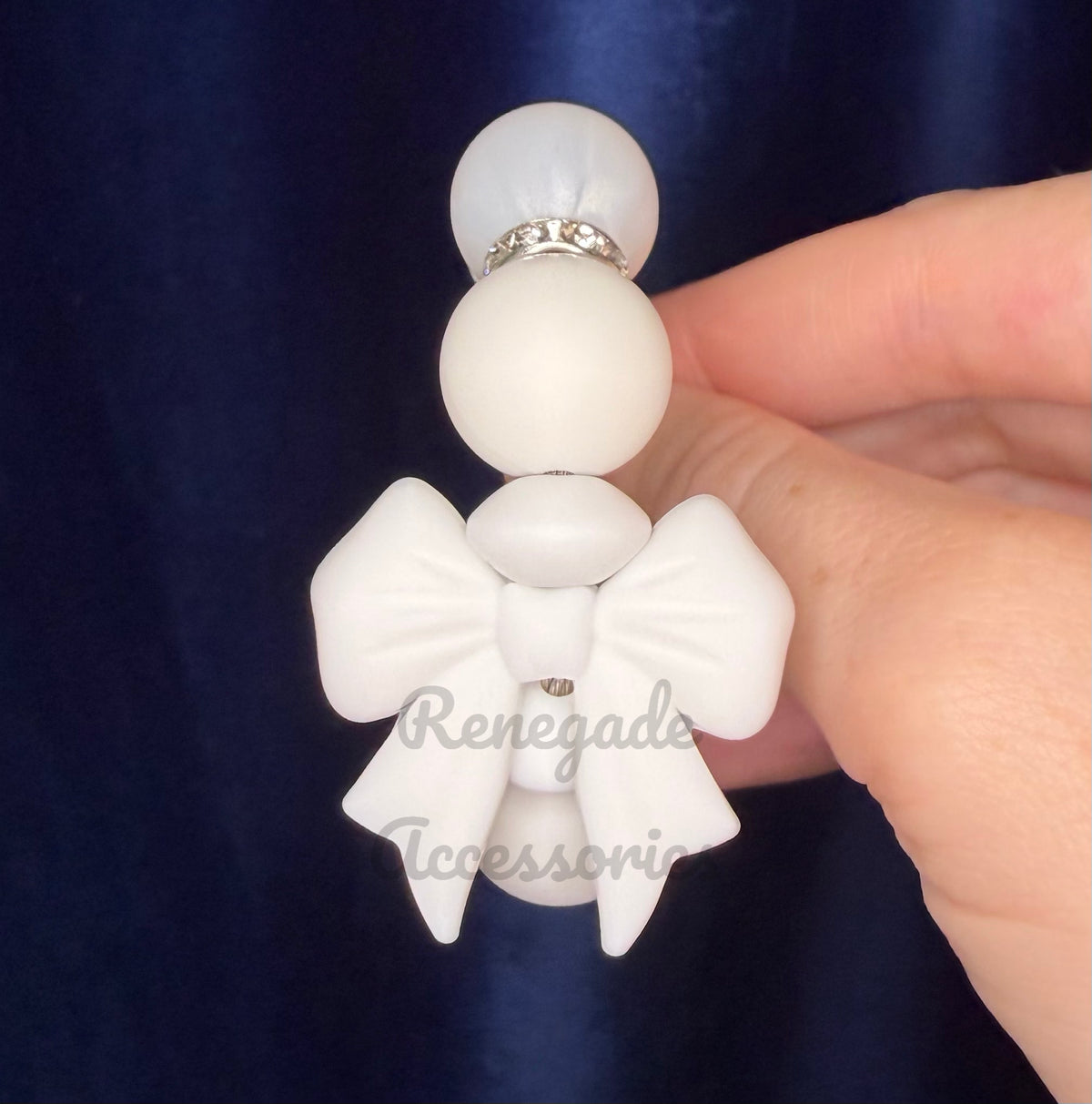 Silicone Charm - White Bow