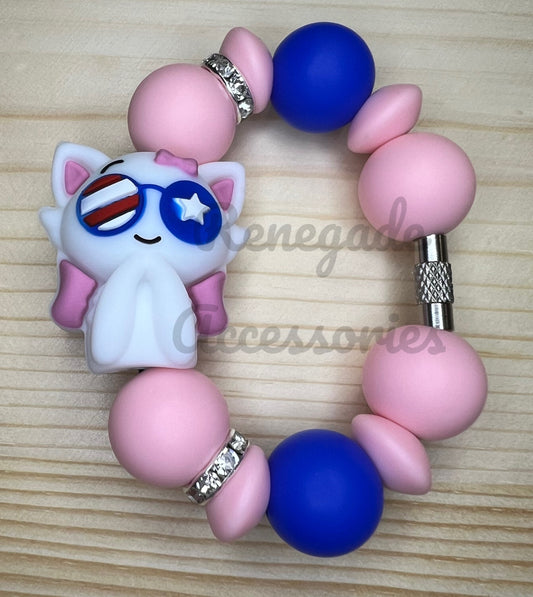 Silicone Charm - Fourth Of July Cat