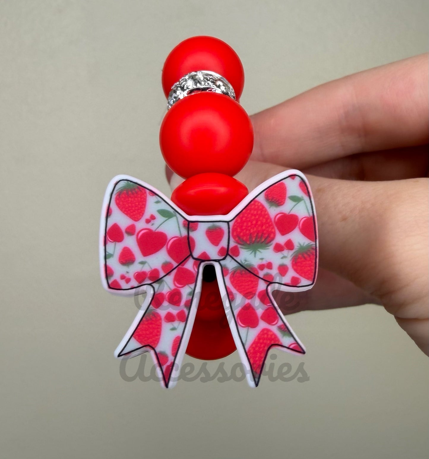 Silicone Charm - Strawberry Cherry Bow