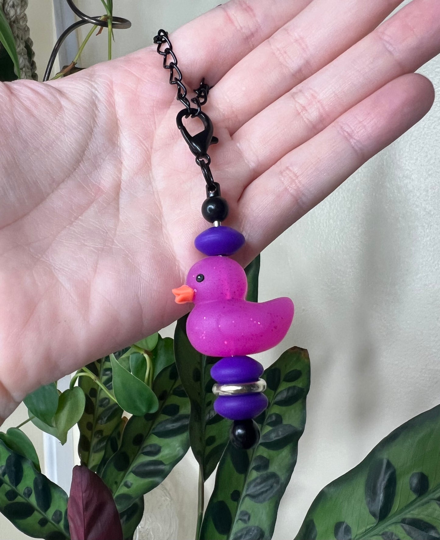 Silicone Charm - Glitter Fuschia Ducky