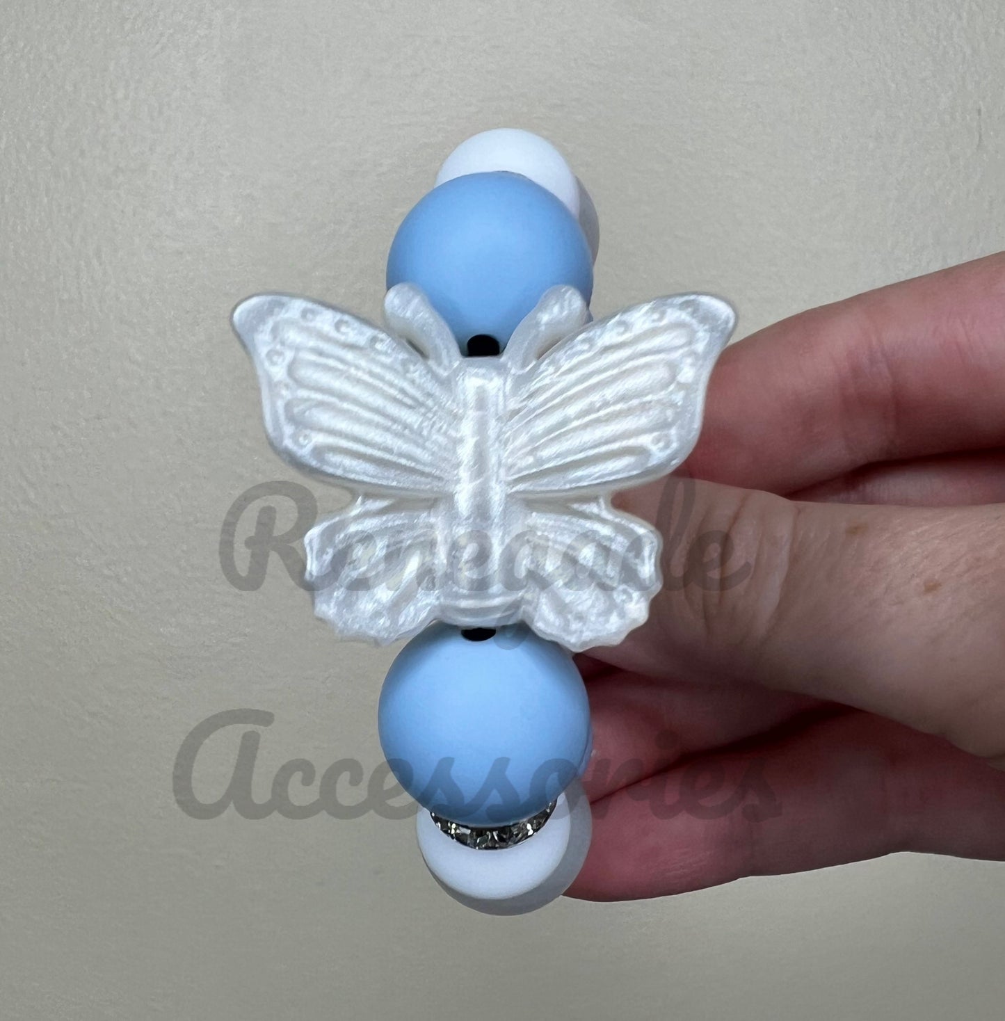Silicone Charm - Pearl Butterfly - Cloud Nine