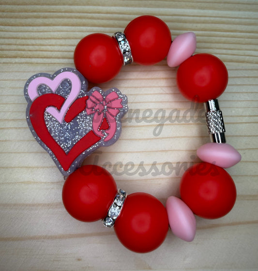 Silicone Charm - Bow Hearts