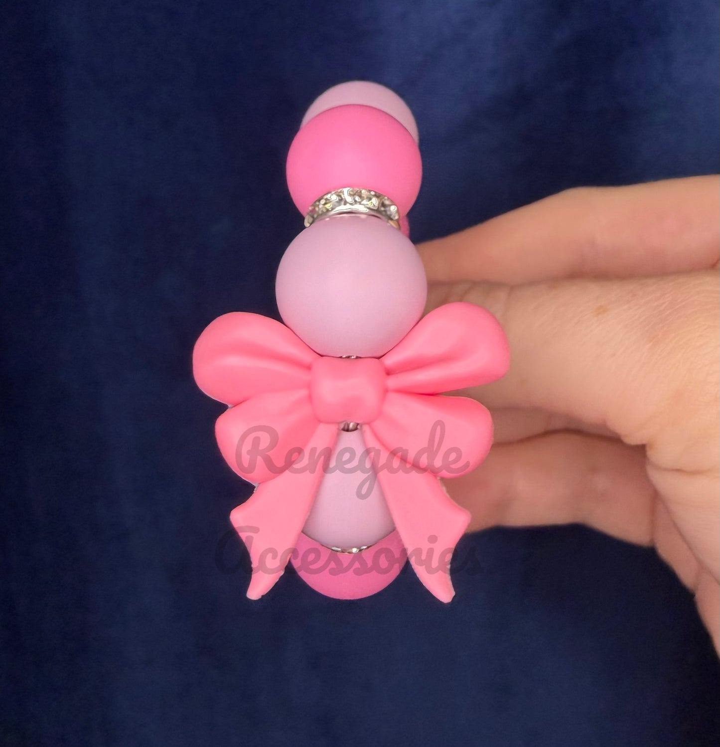 Silicone Charm - Pink Bow - Desert Sunset