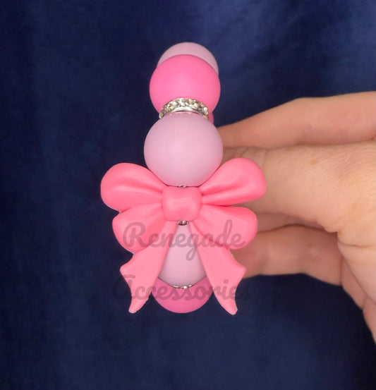 Silicone Charm - Pink Bow - Desert Sunset