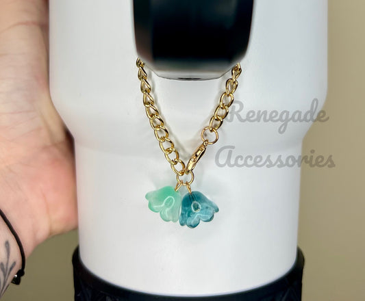 Metal Charm - Flowers - Blue/Green