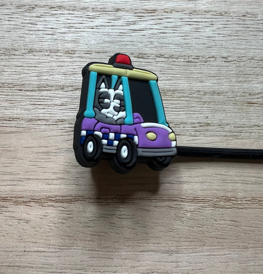 Straw Topper - Blue Dog Car - Character