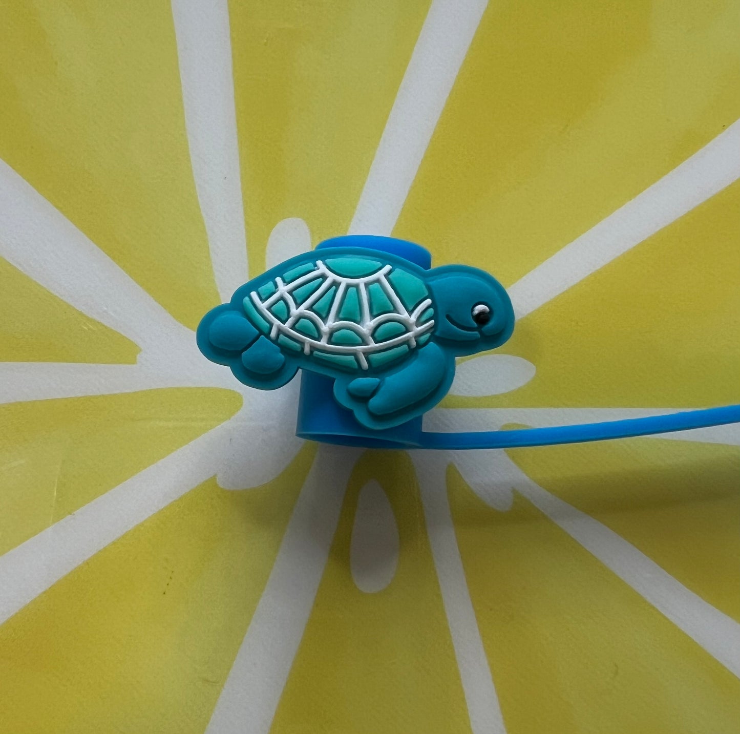 Straw Topper - Blue Turtle