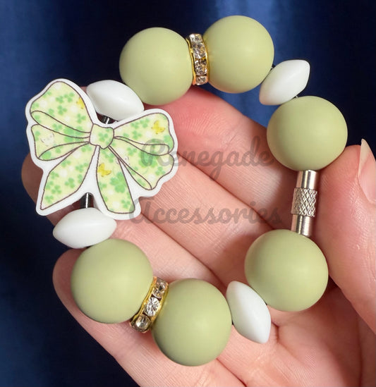 Silicone Charm - Shamrock Butterfly Bow