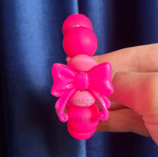 Silicone Charm - Hot Pink Bow
