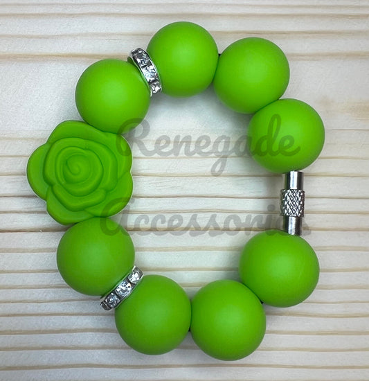 Silicone Charm - Green Rose