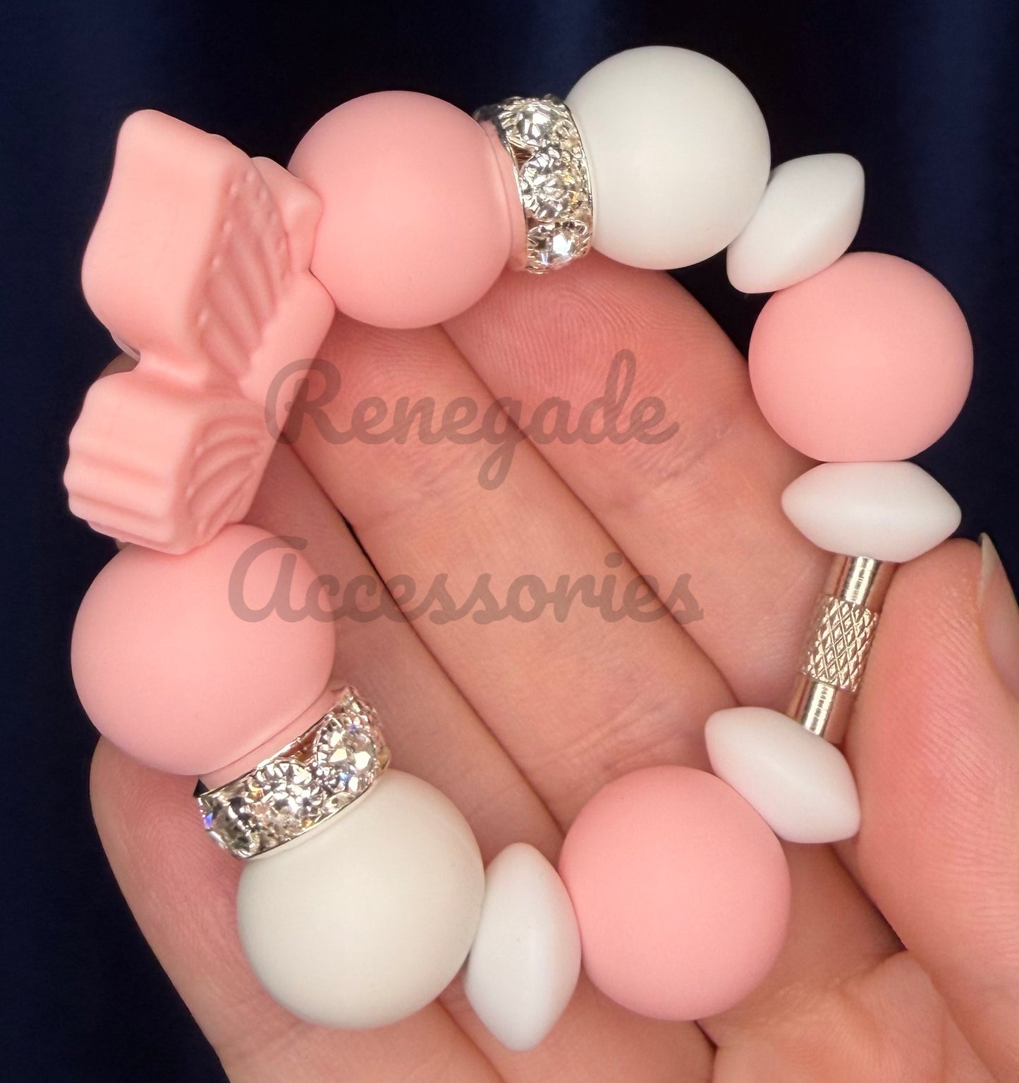 Silicone Charm - Pink Butterfly - Pink Dot Dog/Pink Glitter