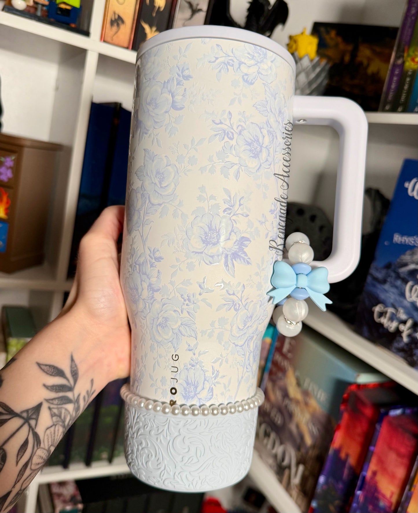 Silicone Charm - Heirloom Blue Bow