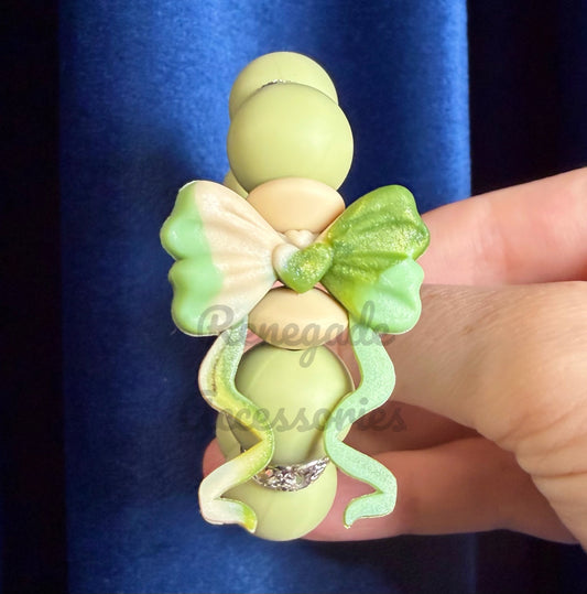 Silicone Charm - Green Swirl Bow - Fizz Flowers