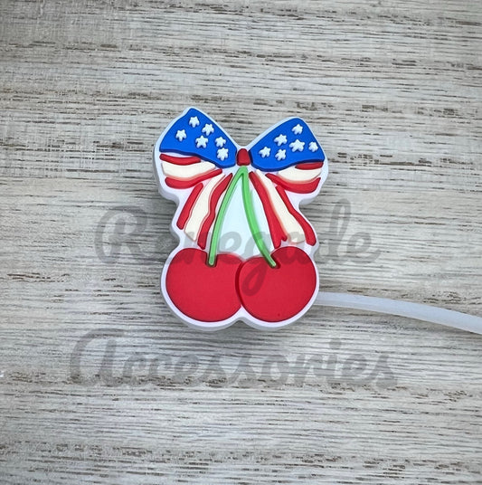 Straw Topper - Fourth Of July Cherry
