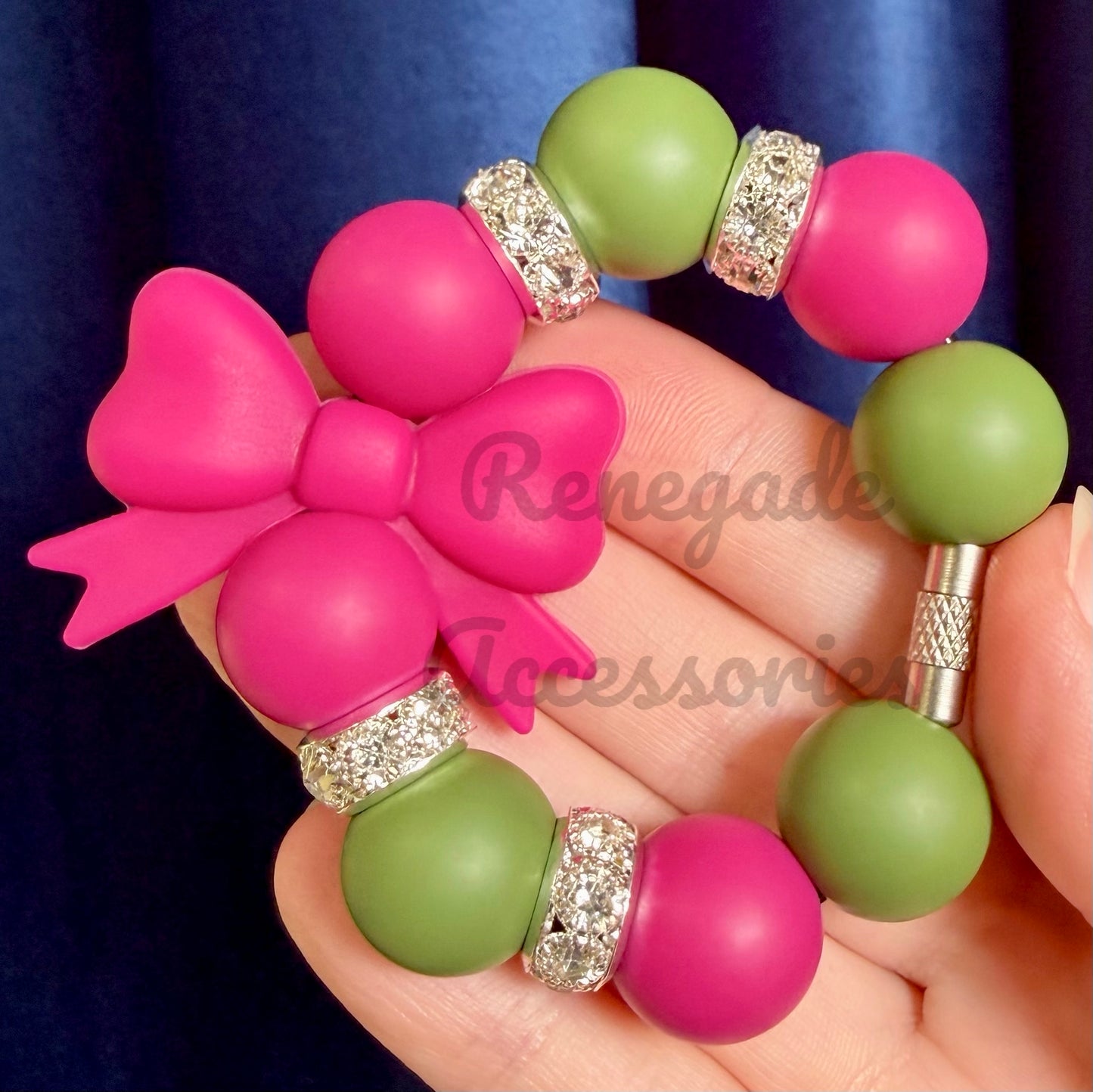 Silicone Charm - Fuschia Bow - Garden Party