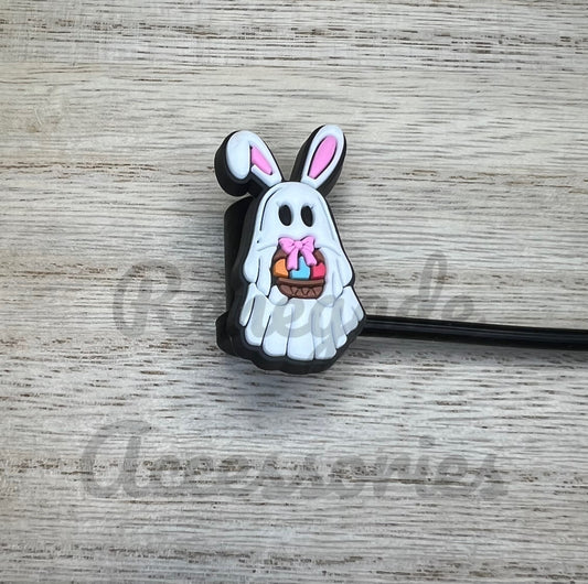 Straw Topper - Ghost Easter Bunny
