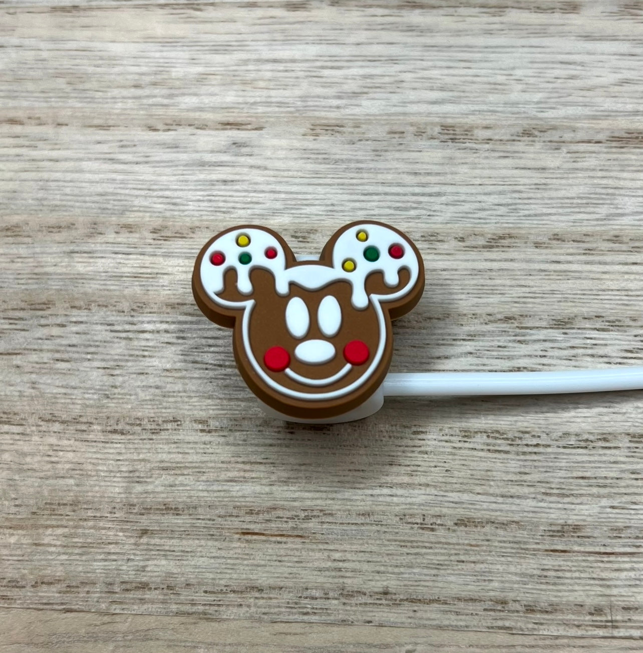 Straw Topper - Gingerbread Mouse Ears Boy Face